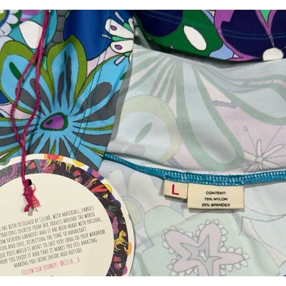 Celia B Sz L Top Blue Rinnes Floral Retro Retro Designer Hippie Boho Maximalist - Picture 4 of 4